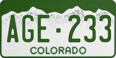 CO license plate AGE233