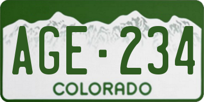 CO license plate AGE234