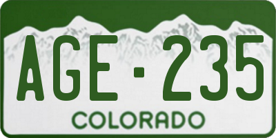 CO license plate AGE235