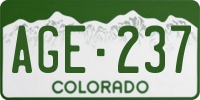 CO license plate AGE237