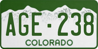 CO license plate AGE238