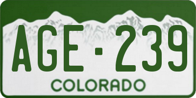 CO license plate AGE239