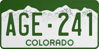 CO license plate AGE241