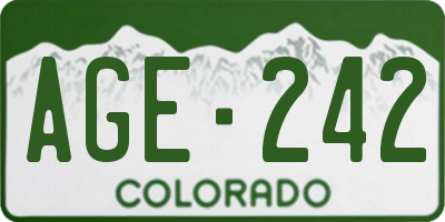 CO license plate AGE242
