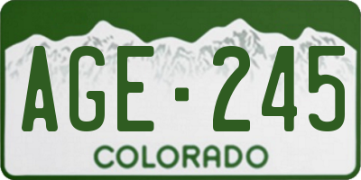 CO license plate AGE245