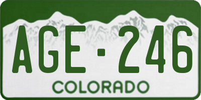 CO license plate AGE246
