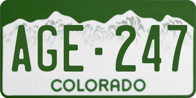 CO license plate AGE247
