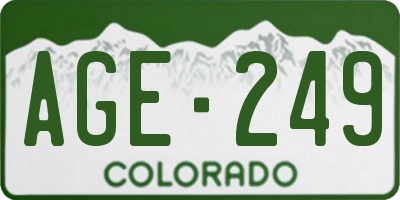 CO license plate AGE249