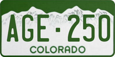 CO license plate AGE250