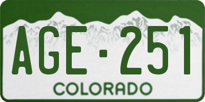 CO license plate AGE251