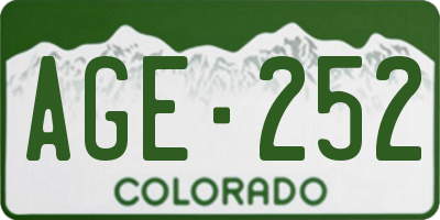 CO license plate AGE252