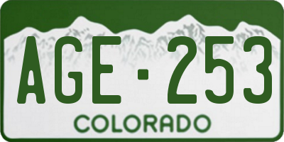 CO license plate AGE253