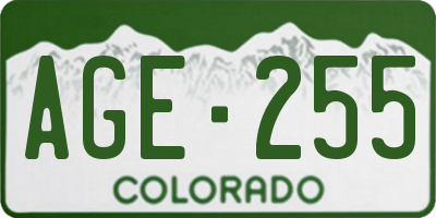 CO license plate AGE255