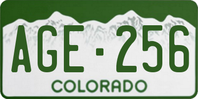CO license plate AGE256