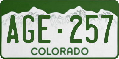 CO license plate AGE257
