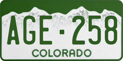 CO license plate AGE258