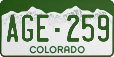 CO license plate AGE259