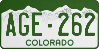 CO license plate AGE262