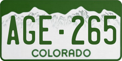 CO license plate AGE265