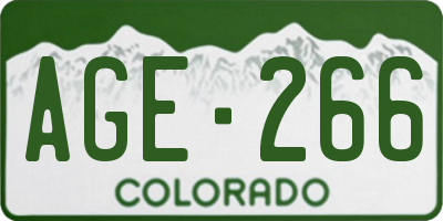 CO license plate AGE266