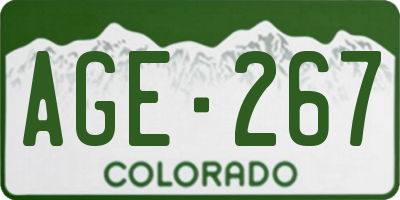 CO license plate AGE267