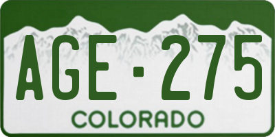 CO license plate AGE275