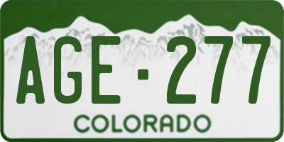 CO license plate AGE277