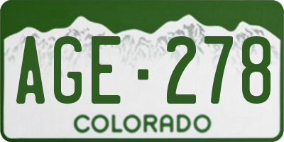 CO license plate AGE278