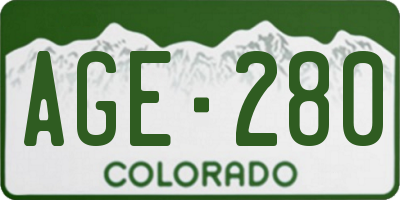 CO license plate AGE280