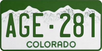 CO license plate AGE281