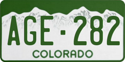 CO license plate AGE282