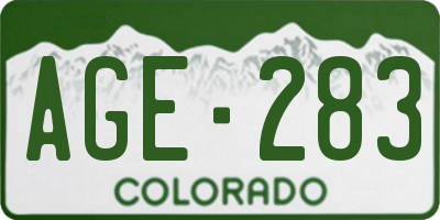 CO license plate AGE283