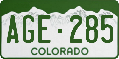 CO license plate AGE285