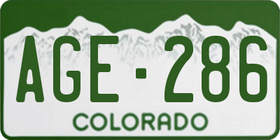 CO license plate AGE286