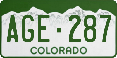 CO license plate AGE287