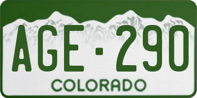 CO license plate AGE290
