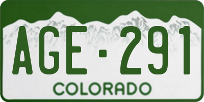 CO license plate AGE291