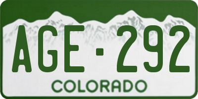 CO license plate AGE292