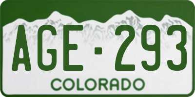 CO license plate AGE293
