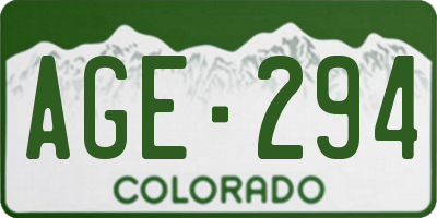 CO license plate AGE294