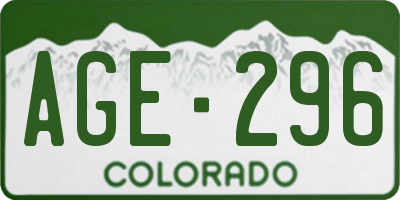 CO license plate AGE296