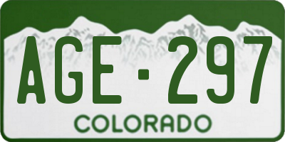 CO license plate AGE297