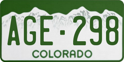 CO license plate AGE298