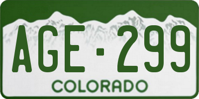 CO license plate AGE299