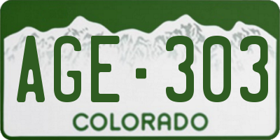 CO license plate AGE303