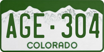 CO license plate AGE304
