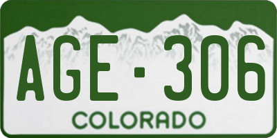 CO license plate AGE306