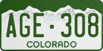 CO license plate AGE308