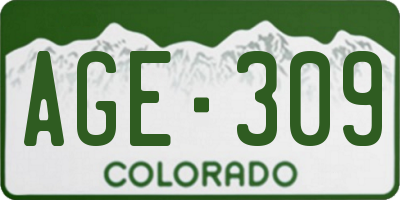 CO license plate AGE309