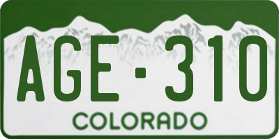 CO license plate AGE310